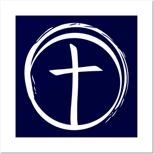 The Steady Cross Inside An Unsteady Wave Christian Faith Logo Posters and Art